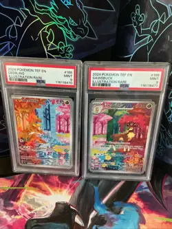 2024 Pokemon Deerling/Sawsbuck En TEF Illustration Rare PSA 9 - Image 1
