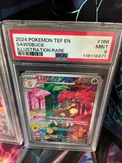 2024 Pokemon Deerling/Sawsbuck En TEF Illustration Rare PSA 9 - Image 3