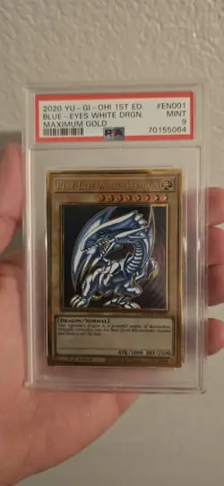 Yu-Gi-Oh Blue Eyes White Dragon 1st Edition PSA 9 Maximum Gold MAGO-EN001 - Image 1