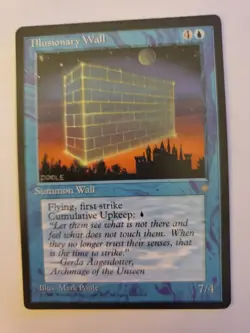 MTG Magic The Gathering Card Illusionary Wall Summon Wall Blue Ice Age 1995 - Image 1