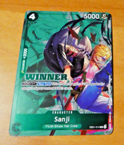 ONE PIECE ENGLISH CARD RARE WINNER GAME CARTE HOLO Sanji EB01-014 EN TCG NEUF - Image 1