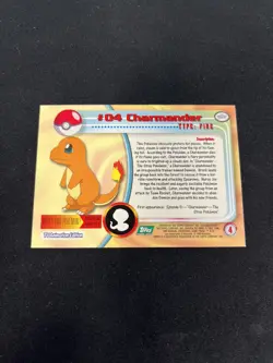 1999 Topps Pokemon TV Animation Series 1 - Charmander #04 Blue Logo Non Holo - Image 2