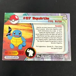 SQUIRTLE #07 - BLACK Logo - Non-Holo - SERIES 1 - TOPPS POKEMON CARD - Image 2