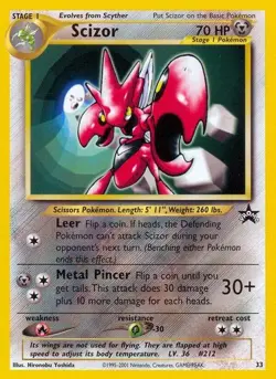 Lightly Played Scizor - 33 - Pokemon League (June 2001) Pokemon WoTC Promos - Image 1