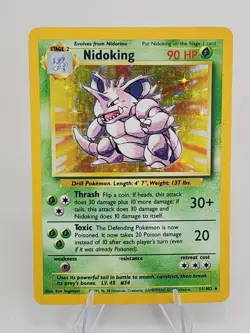 Pokemon TCG Nidoking Card 11/102 Vintage Base Set Holo Rare LP - Image 1