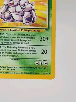 Pokemon TCG Nidoking Card 11/102 Vintage Base Set Holo Rare LP - Image 4