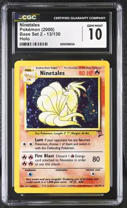 CGC 10 GEM MINT Ninetales 2000 Base Set 2 13/130 Holo Pokemon Card - Image 1