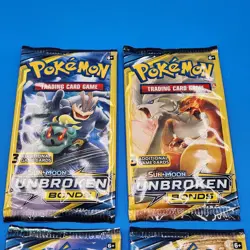 Pokemon Sun & Moon Unbroken Bonds 3 Card Booster Pack Complete Art Set Lot Of 4 - Image 2