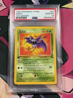 1999 Pokemon - 1st Edition Zubat- Fossil - PSA 10 - Image 1