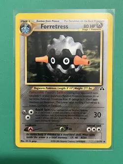 2001 Pokemon Neo Discovery Forretress Unlimited #21/75 Non-Holo LP/NM - Image 1