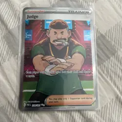 Pokemon Trainer Card Judge 228/091 Paldean Fates Full Art Ultra Rare Holo TCG - Image 1