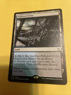 Polluted Delta Khans of Tarkir MTG Heavily Played Crease In Text Box See Pic - Image 1