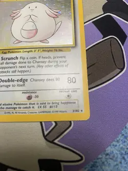 Pokemon TCG Holo Chansey 3/102 Base Set Rare LP - Image 4