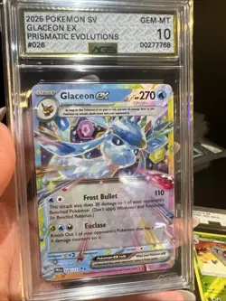 2025 Pokemon SV: Prismatic Evolutions (PRE) Glaceon ex #026 AGS 10 Gem - Image 1