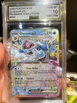 2025 Pokemon SV: Prismatic Evolutions (PRE) Glaceon ex #026 AGS 10 Gem - Image 2
