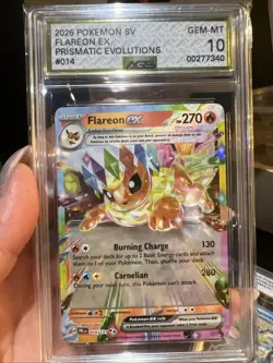 2025 POKEMON PRE EN-PRISMATIC EVOLUTIONS #014 FLAREON EX AGS 10 Gem Mint - Image 1
