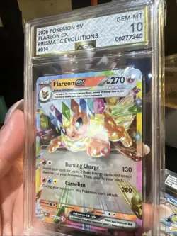 2025 POKEMON PRE EN-PRISMATIC EVOLUTIONS #014 FLAREON EX AGS 10 Gem Mint - Image 3