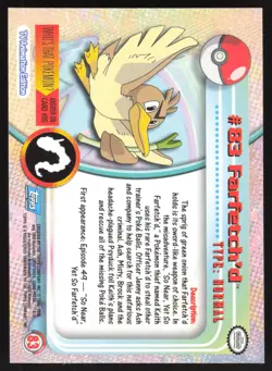 Farfetch'd SILVER HOLO - 83 - 1st Print Pokemon Topps Series 2 - Blue Logo US - Image 2