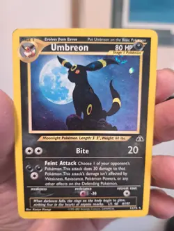 Pokemon TCG Umbreon Neo Discovery Holo Card 13/75 Unlimited Rare 2001 MP swirl - Image 1