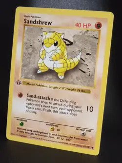 1999 Pokemon Game 1st Edition SANDSHREW Shadowless English 62/102 NM - Image 3