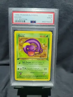 1999 Pokemon Fossil EKANS 1ST ADDITION #46 MINT 9 SPIT POISON AND SUCH - Image 4