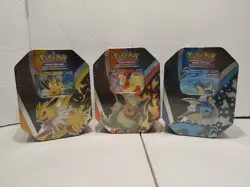 Pokemon Eevee Evolution tins Flareon Jolteon Vaporeon V Evolving Skies set lot - Image 1