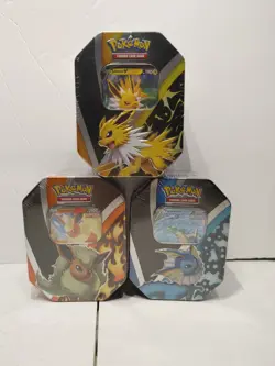 Pokemon Eevee Evolution tins Flareon Jolteon Vaporeon V Evolving Skies set lot - Image 2