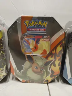 Pokemon Eevee Evolution tins Flareon Jolteon Vaporeon V Evolving Skies set lot - Image 5