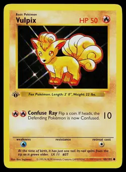 Pokemon Card - Vulpix Base Set (Shadowless) 68/102 Common 1st Edition - Image 1