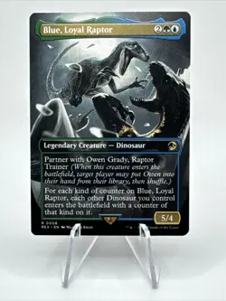 Blue, Loyal Raptor Borderless MTG UB: Jurassic World Collection NM/M - Image 1
