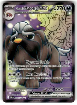 Pokemon TCG SV10: Destined Rivals #218/182 Arven's Mabosstiff ex NM - Image 1