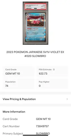 PSA 10 2023 POKEMON JAPANESE SVIV-VIOLET EX #020 SLOWBRO - Image 3
