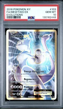 2016 POKEMON XY EVOLUTIONS FULL ART/MEWTWO EX 103 - PSA 10 - Image 1