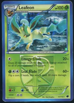 LEAFEON 11/116 RARE PLASMA FREEZE Pokemon MODERATELY PLAYED - Image 1
