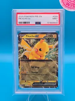 PSA 9 - 2025 POKEMON PRE EN-PRISMATIC EVOLUTIONS 028 PIKACHU EX - Image 1