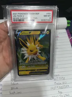 2021 Pokemon SWSH Jolteon V Eevee Evolutions Tina NM PSA 8 #151 Graded - Image 1