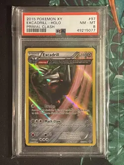 Pokemon 97/160 Excadrill Primal Clash Reverse Holo Rare PSA 8 - Image 1