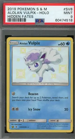 2019 Pokemon Sun & Moon Hidden Fates Alolan Vulpix SV8 PSA 9 MINT - Image 1