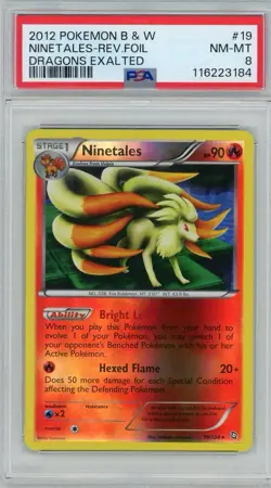 2012 Pokemon Black & White Dragons Exalted Ninetales Reverse Holo #19 PSA 8 - Image 1
