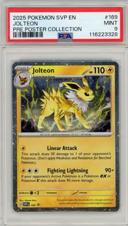 2025 Pokemon Prismatic Evolutions Jolteon Poster Collection #169 PSA 9 Mint - Image 1