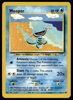 Wooper 82/111 Pokemon Card Neo Genesis Common 50 HP Lightly Played U5 - Image 1