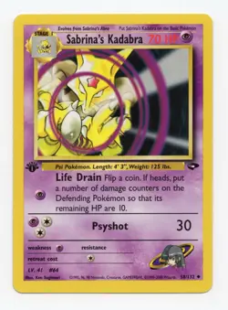 Pokemon TCG Sabrina's Kadabra Gym Challenge 1st Edition Uncommon Card 58/132 - Image 1