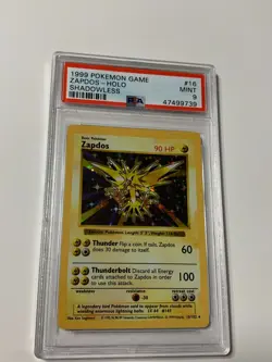1999 POKEMON BASE SET SHADOWLESS 16/102 ZAPDOS-HOLO PSA 9 MINT - Image 1