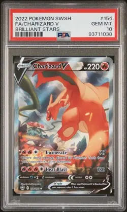 2022 Pokemon SWSH Full Art Charizard V 154/172 Brilliant Stars PSA 10 - Image 1