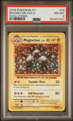 2016 Pokemon XY Evolutions Magneton Holo #38/108 PSA 8 - Image 1