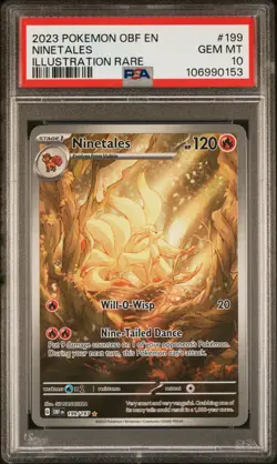 2023 POKEMON OBF EN-OBSIDIAN FLAMES ILLUSTRATION RARE #199 NINETALES PSA 10 - Image 1