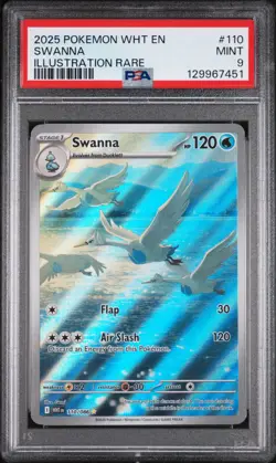 SWANNA #110 ILLUSTRATION RARE 2025 POKEMON WHT EN WHITE FLARE PSA 9 MINT - Image 1