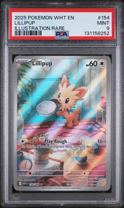 LILLIPUP #154 ILLUSTRATION RARE 2025 POKEMON WHT WHITE FLARE PSA 9 MINT LOW POP - Image 1