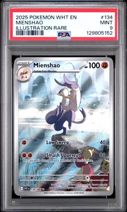 2025 POKEMON WHT EN-WHITE FLARE #134 MIENSHAO ILLUSTRATION RARE PSA 9 - Image 1