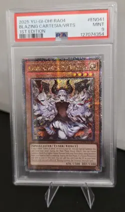 Yugioh Blazing Cartesia The Virtuous QCSR RA04-EN041 MINT PSA 9 - Image 1
